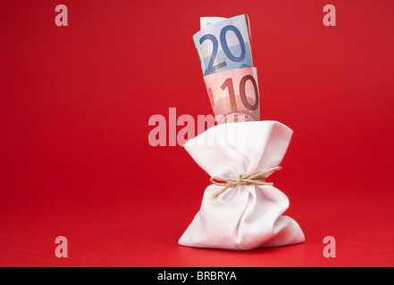 EURO-Banknoten in einem Beutel, Berlin, Deutschland Stockfoto