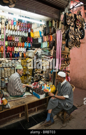 Hausschuhe, Souk Medina, Marrakesch, Marokko, Nordafrika Stockfoto