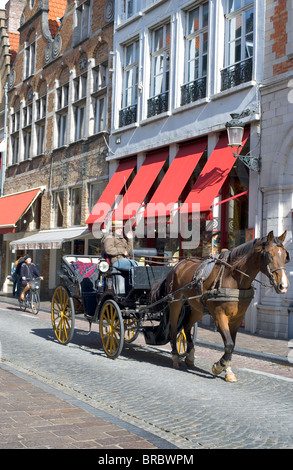 Pferd und Wagen, Brügge, Belgien, Europa Stockfoto