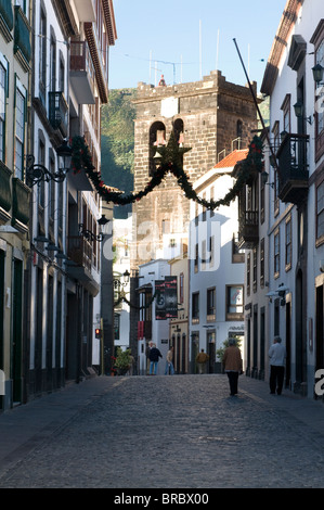 Fußgängerzone in der Altstadt von Santa Cruz De La Palma, La Palma, Kanarische Inseln, Spanien Stockfoto