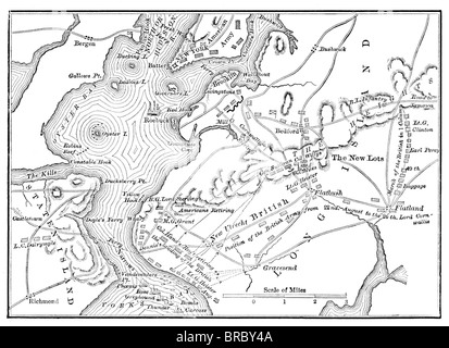 Vom 27. bis 30. August 1776 wurde die amerikanische Revolution Schlacht, bekannt als die Schlacht von Long Island (hier gezeigt) gekämpft. Stockfoto