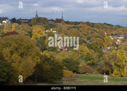 Blick nach Nordosten in Richtung Highgate von Hampstead Heath, London, England, UK Stockfoto