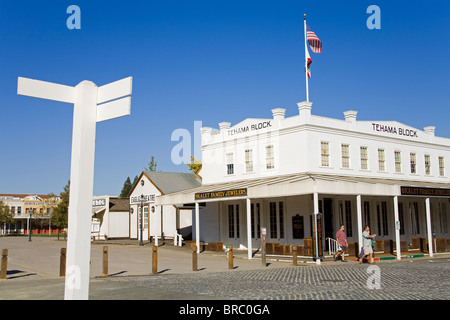 Tehama Block an der Front Street, Old Town Sacramento, Kalifornien, USA Stockfoto