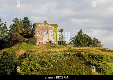 AROS Castle auf der Isle of Mull über die Mündung des Flusses Aros.  SCO 6709 Stockfoto