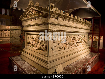 Alexander Sarcophagus, Istanbul Museum of Archaeology, enthalten die Leiche des Philotas Gouverneurs von Babylon Stockfoto