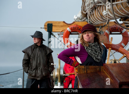 An Bord der historischen Großsegler 'Zodiac' gingen wir Cruisen durch die San Juan Islands in der Puget Sound-Bereich des Staates Washington Stockfoto