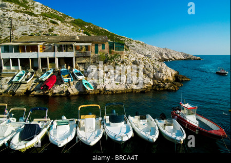 CALANQUE DE CALLELONGUE, MARSEILLE, PROVENCE, FRANKREICH Stockfoto