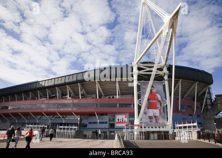 Fürstentum Stadion Welsh national Fußball und Rugby Veranstaltungsort mit Foto von Gavin Henson. Cardiff (Caerdydd), Glamorgan, South Wales, UK, Großbritannien. Stockfoto