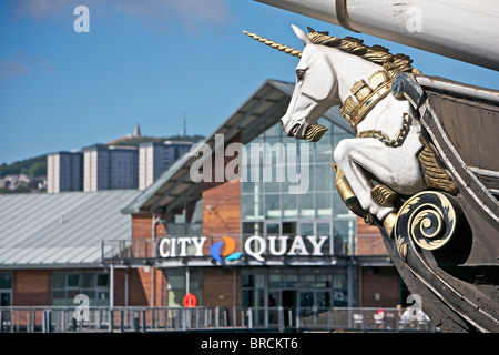 Die Fregatte Unicorn ist das älteste britische Kriegsschiff und in Dundee, Schottland angedockt ist. Stockfoto