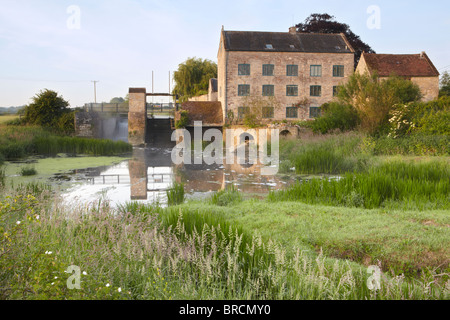 Thorney Mill auf den Fluß Parrett in der Nähe von Kingsbury Episcopi auf der Somerset Levels Stockfoto