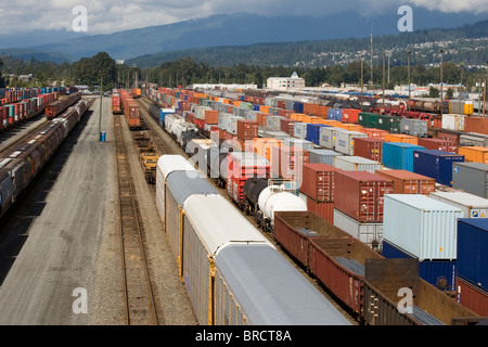 Güterwagen in Canadian Pacific Rangierbahnhofs in Port Coquitlam Vancouver BC British Columbia Kanada Stockfoto