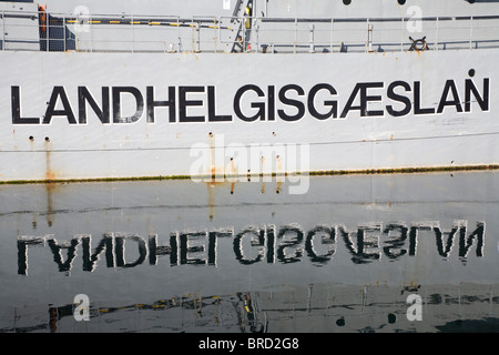 Odinn, ein Schiff von der isländischen Küstenwache. Jetzt verwendet als eine Museumsausstellung im Schifffahrtsmuseum von Reykjavik, Reykjavik Island. Stockfoto