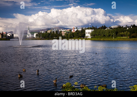 Tjörnin-Sees, Reykjavik Island. Stockfoto