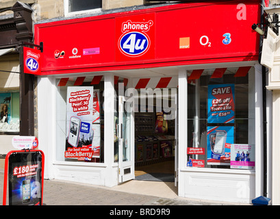 Phones 4U Shop in Huddersfield Town Centre, West Yorkshire, England, UK Stockfoto