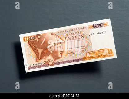 Ehemalige 100 griechische Drachmen beachten Sie Stockfoto