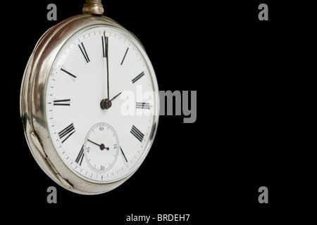 Antike Taschenuhr mit Leerzeichen auf der rechten Seite Stockfoto