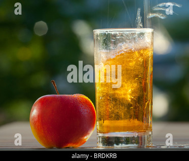 LEBENSMITTELKONZEPT: Frischer Apfel & Glas Apfelsaft Stockfoto
