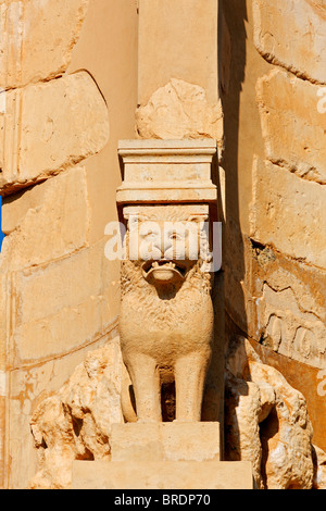Nahaufnahme von der Mausoleum von Bes, Sabratha, Libyen Stockfoto