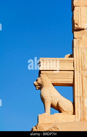 Nahaufnahme von der Mausoleum von Bes, Sabratha, Libyen Stockfoto