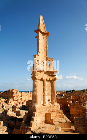 Mausoleum von Bes, Sabratha, Libyen Stockfoto