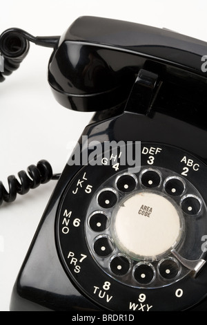 Schwarz Telefon mit weißem Hintergrund Stockfoto
