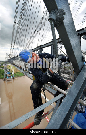 Sanierung von der Schwebefähre Newport in S Wales. Die Überfahrt, die überspannt den Fluss Usk wurde 1902-1906 erbaut und ist sein Stockfoto