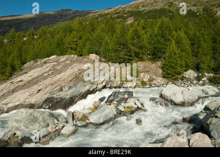 Details zum Fluss Vispa - Saastal - Wallis - Alpen - Schweiz - Europa Stockfoto