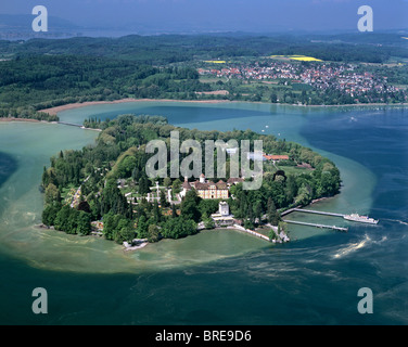 Luftbild, Insel Mainau, Garten-Insel am Bodensee, Baden-Württemberg, Schloss Mainau, Litzelstetten Stockfoto