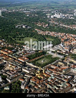 Luftbild, Nördliche Innenstadt, Altstadt, bayerische Staatskanzlei, Hofgarten Park, Theatinerkirche Kirche Stockfoto