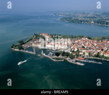 Luftbild, Lindau am Bodensee, Altstadt, Hafen, Schwaben, Bayern, Deutschland, Europa Stockfoto