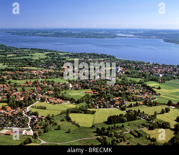 Diessen am Ammersee, Alpen, Oberbayern, Deutschland, Europa, Luftbild Stockfoto