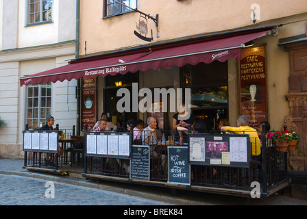 Cafe und Restaurant Terrasse Stortorget Platz Gamla Stan Altstadt Stockholm Schweden Europa Stockfoto