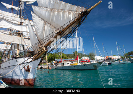 Picton Castle vertäut in Avarua, Cookinseln Stockfoto