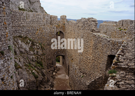 Burg Peyrepertuse Duilhac, Land der Katharer, Aude, Languedoc-Roussillon, Frankreich Stockfoto