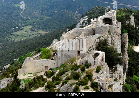 Burg Peyrepertuse Duilhac, Land der Katharer, Aude, Languedoc-Roussillon, Frankreich Stockfoto