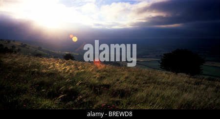 Ein Sturm zieht auf der South Downs im Ditchling Beacon, West Sussex Stockfoto