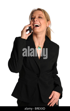 Porträt von schöne junge Geschäftsfrau mit Handy Stockfoto