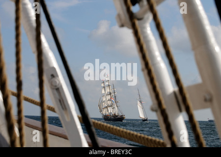 Tall Ships Race 2010 zwischen Kristiansand und Hartlepool an Bord der Christian Radich Stockfoto