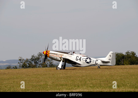 Nooky Booky IV, North American Aviation Mustang P - 51D, Flugplatz de Cerny - La Ferte-Alais, Amicale Jean-Baptiste Salis in der Nähe von Paris Stockfoto