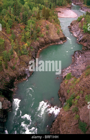 In der Nähe von Hazelton, Northern BC, Britisch-Kolumbien, Kanada - Bulkley River und Canyon-Blick vom Hagwilget Hängebrücke Stockfoto