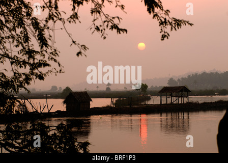 Sun Rise - Backwaters von Kerala, Indien. Stockfoto