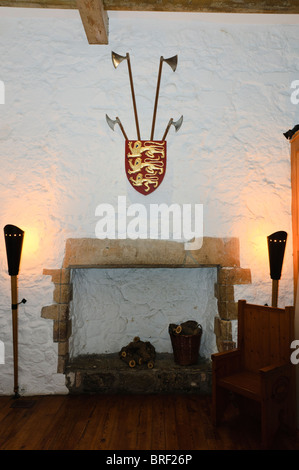 Wappen über dem Kamin in einem Schloss Stockfoto