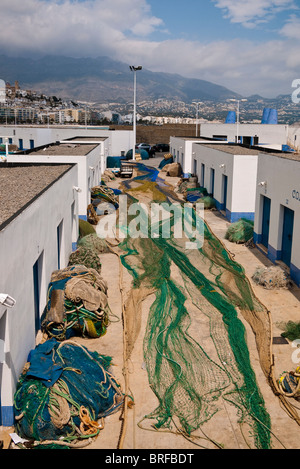 Fischernetze zum Trocknen in Altea, Spanien Bild von Brian Hickey aufgereiht Stockfoto