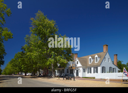 Edinburgh Castle auf Duke of Gloucester Street, Colonial Williamsburg, Virginia, USA. Stockfoto