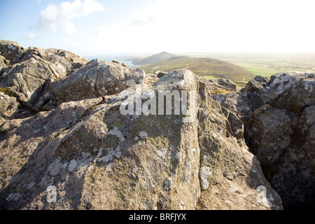 Carn Llidi Tor Gipfel Blick nach Norden, Str. Davids Kopf, Pembrokeshire, Wales Stockfoto