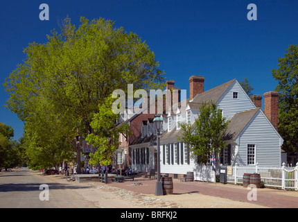 Der Raleigh Tavern on Duke of Gloucester Street, Colonial Williamsburg, Virginia, USA. Stockfoto