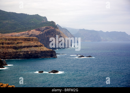 Ponta de São Lourenço - Blick nach Westen zurück, über Festland Stockfoto
