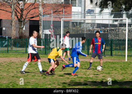 Fußballspiel in Fitzroy, Melbourne, Australien Stockfoto