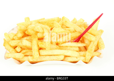 Pommes frites isoliert auf weißem Hintergrund Stockfoto