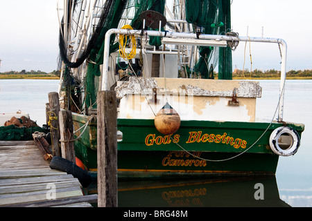 Garnelen-Boot am dock in Cameron, Louisiana. Stockfoto